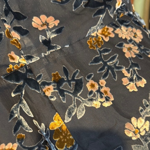 Lulu's Asymmetrical Blue and White Slip Dress with velvet detailing - Picture 3 of 3